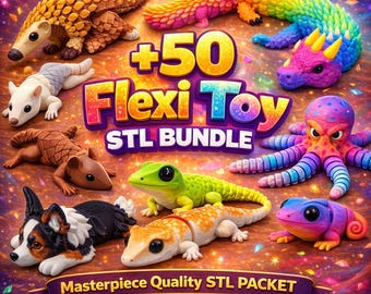 50+ Flexi Toy STL Bundle | Articulated Print-in-Place 3D Printer Files (Digital Download)