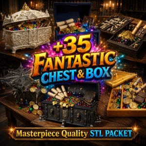 Fantasy Chest and Box STL Bundle | D&D Dice Vault, Jewelry Box (35+ Files)