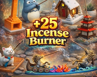 25+ Incense Burner STL Bundle | Zen Pagoda, Anime Figure, Ash Catcher (Digital Download)
