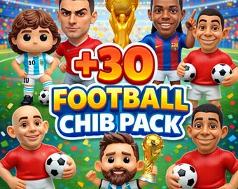 30+ Football Chibi STL Bundle | Soccer Player Caricature 3D Printer Files (Digital Download)