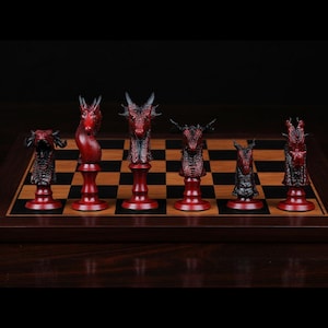 Dragon Chess Set STL | Fantasy Board Game 3D Printer Files (Digital Download)