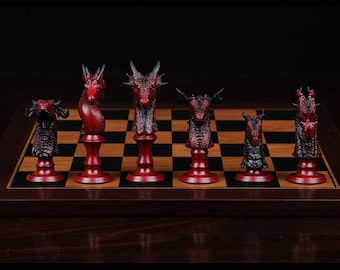 Dragon Chess Set STL | Fantasy Board Game 3D Printer Files (Digital Download)