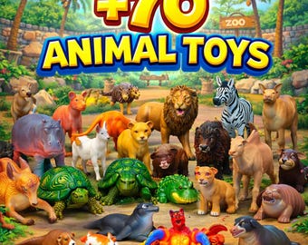 Plus 70 Animal Toys STL Bundle | Safari, Zoo 3D Printer Files (Digital Download)