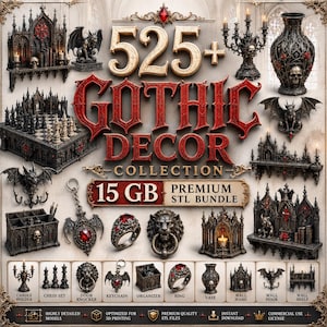 525+ STL-Dateien für gotische Dekorationen | Dark Academia 3D-Druckdateien (Digitaler Download)