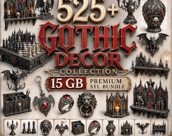 525点以上のゴシック調装飾STLバンドル｜ダークアカデミア3Dプリントファイル（デジタルダウンロード）