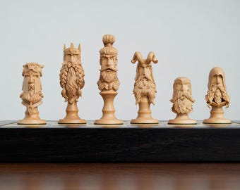 Viking Chess Set STL | Nordic Wood Carved Style 3D Printer Files (Digital Download)