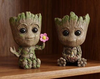 Baby Groot Planter | 3D Printed Succulent Pot, Desk Organizer