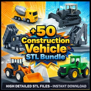 Paquete de más de 50 archivos STL de vehículos de construcción / Archivos de impresión 3D de alta calidad (descarga digital)
