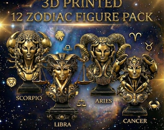 3D Printable Zodiac Busts - Complete Astrology Sculpture Collection (STL Files)