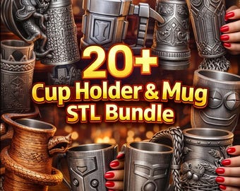 20+ Fantasy-Becherhalter-STL-Bundle – Drachen, Gotik, Mittelalterliche Krüge (3D-Druckdateien)