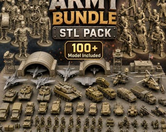 100+ Military Army STL Bundle: Soldiers, Tanks, Aircraft, Vehicles and Battlefield Terrain