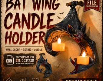Bat Wing Candle Holder STL File | Gothic Wall Decor (Digital Download)