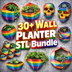 30+ Wall Planter STL Bundle | Geometric, Skull, Hanging Pots (Digital Download)