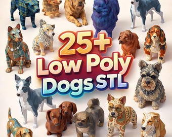 Über 25 Low-Poly-Hundemodelle – STL-Dateien für den 3D-Druck (Digitaler Download)