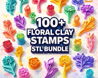 100+ Blumen Natur Tonstempel, Cookie Dough Stamps STL Bundle (Digitaler Download)