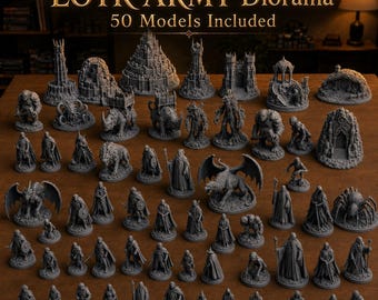 50+ LOTR Fantasy Army STL Bundle, Characters, Creatures and Buildings, Diorama Miniatures, Digital 3D Printing Files