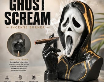 Ghost Scream Backflow Incense Burner | Horror Desk Decor (Digital Download)