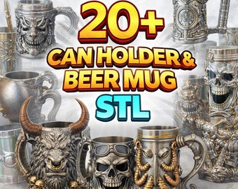 Gothic Skull Viking Bierkrug Dosenhalter STL Bundle - 3D druckbares Trinkgeschirr (Digitaler Download)
