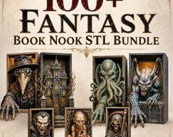 100+ Fantasy Book Nook STL Bundle | Gothic Horror Diorama Models (Digital Download)