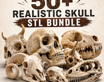 Realistic Skull STL Bundle | Human, Animal, Fantasy Models (Digital Download)