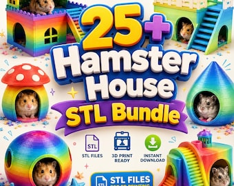 ハムスターハウスのSTLファイル25点以上セット – 小動物用3Dプリントファイル（デジタルダウンロード）