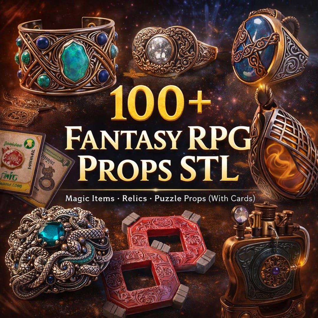 100+ Fantasy RPG Prop STL Bundle | Magic Items, Relics, Puzzle Props ...