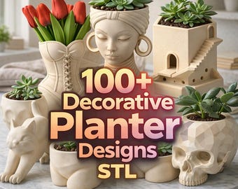 Künstlerischer Planter STL-Dateien Bundle, moderner Sukkulenten Blumentopf 3D Modelle (Digitaler Download)