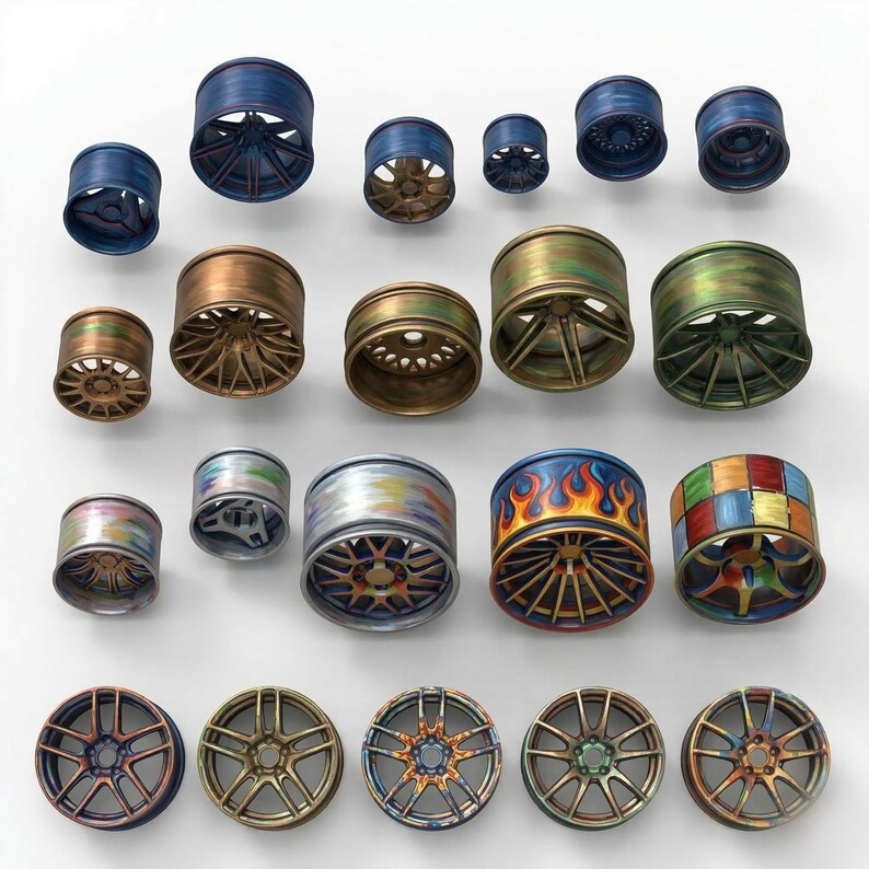 Miniature Base Rim Design 150+ Car Rims STL Bundle – 3D Printing Scale Model Wheels (digital ...