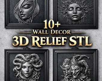 Dark Surrealism 3D Relief STL Bundle – Gothic Wall Decor (Digital Download)