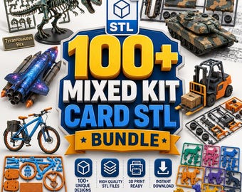 100+ Kit Card STL Bundle - 3D Puzzle Modelle, Fahrzeuge, Tiere, Figuren (Digitaler Download)