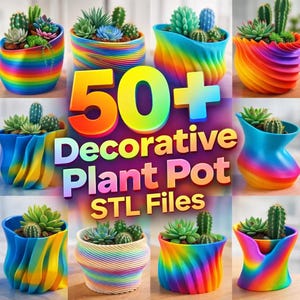 50+ Decorative Plant Pot STL Files, Geometric Succulent Planters Bundle