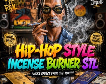 Hip-Hop Räucherbüste STL | Rauch Effekt vom Mund (Digital Download)