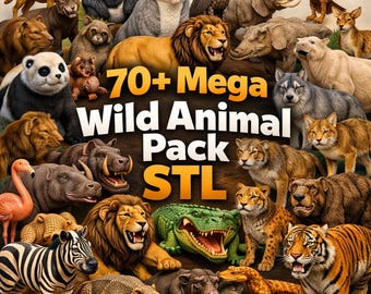 3D druckbares Wildtier STL Bundle | 70+ Zoo Wildtiere Figuren (Digitaler Download)