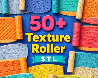 50+ Texturroller STL Dateien - Ton, Keramik, Geländemuster (Digitaler Download)