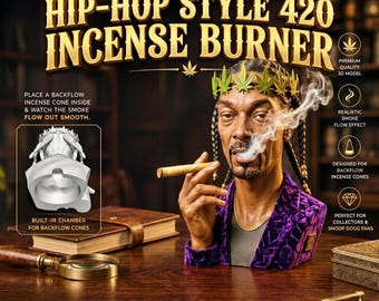Hip-Hop Style 420 Backflow Incense Burner STL | Smoke Flow Bust Sculpture | Backflow Cone Holder