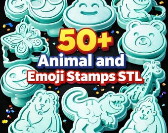 Tier & Emoji Tonstempel, 3D gedruckte Keramik Texturroller (Digitaler Download STL-Dateien)