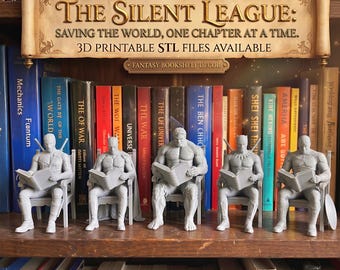 Reading Hero STL Figure | Bookshelf Decor, Fantasy Library Accent (Digital Download)