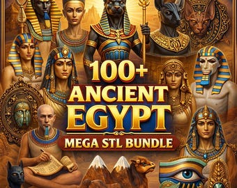 100+ Antikes Ägypten STL Bundle - Pharaonen, Anubis, Dekoration 3D Modelle (Digitaler Download)