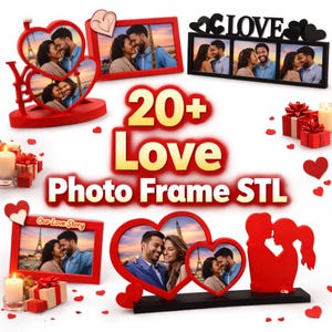 20+ Liebes-Themen-Fotorahmen STL Bundle - Herz & Liebe Digitale Dateien