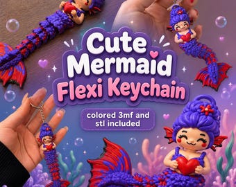 Articulated Mermaid Flexi Keychain | Fantasy 3D Print Model (STL, 3MF Download)