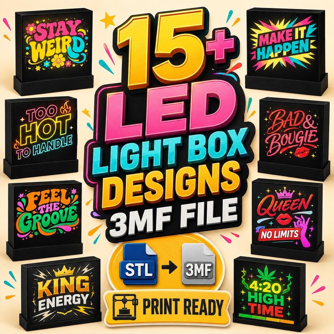 15+ LED Light Box Designs 3MF File | Motivational Neon 3D Print Files ...