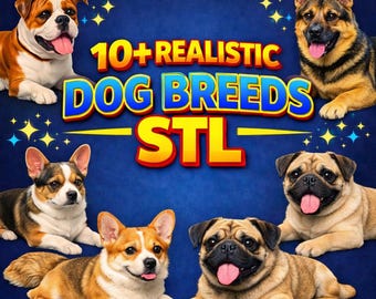 Realistic Dog Breed STL Bundle | 3D Printable Canine Sculptures (Digital Download)