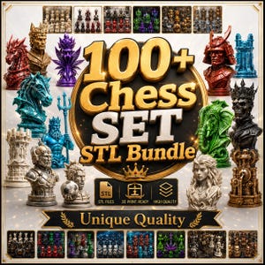 Fantasy Chess Set STL Bundle | 100+ Unique 3D Printable Pieces (Digital Download)