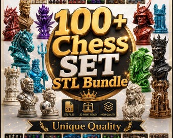 Fantasy Schach Set STL Bundle | Über 100 Einzigartige 3D Druckbare Teile (Digitaler Download)
