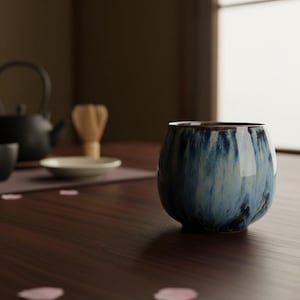 Japansk tekopp i keramik, blå