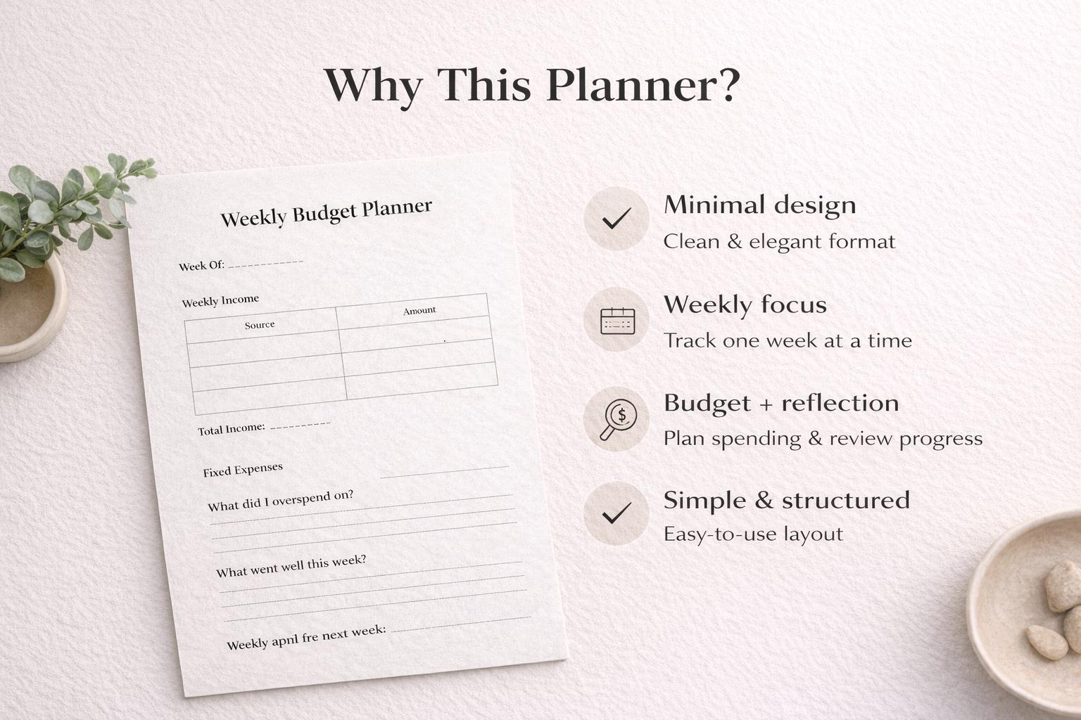 Weekly Budget Planner Printable PDF | Minimal A4 Budget Tracker ...