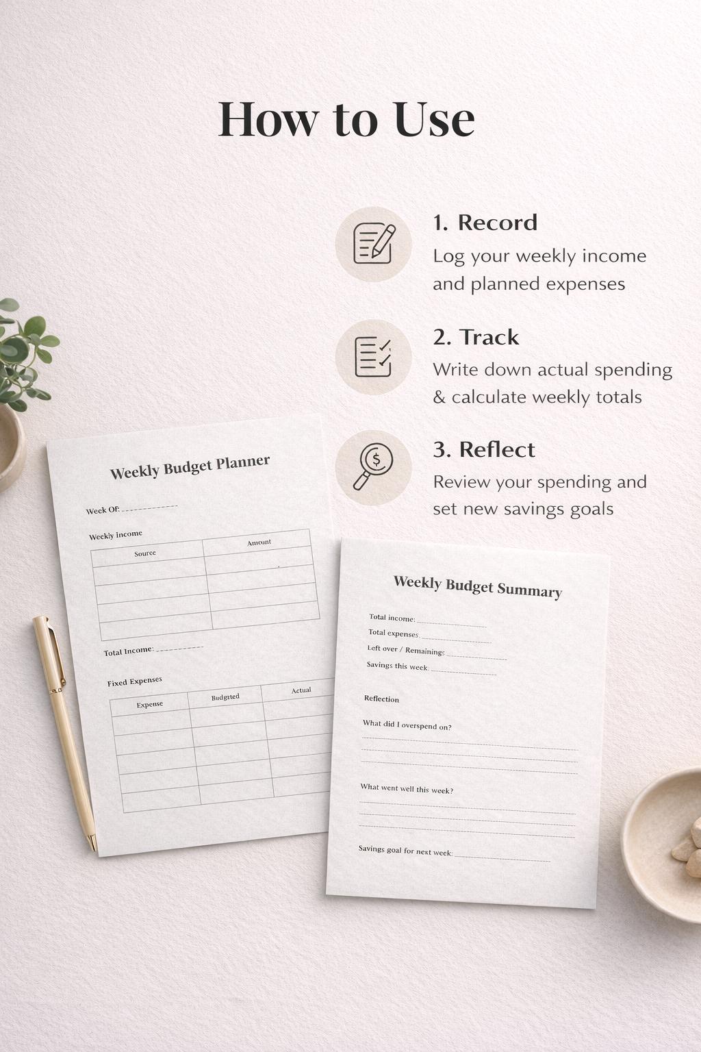 Weekly Budget Planner Printable PDF | Minimal A4 Budget Tracker ...