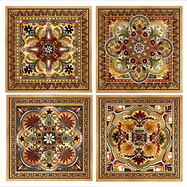 Italian Renaissance  Design Custom Backsplash Ceramic Tile Set 4.25"