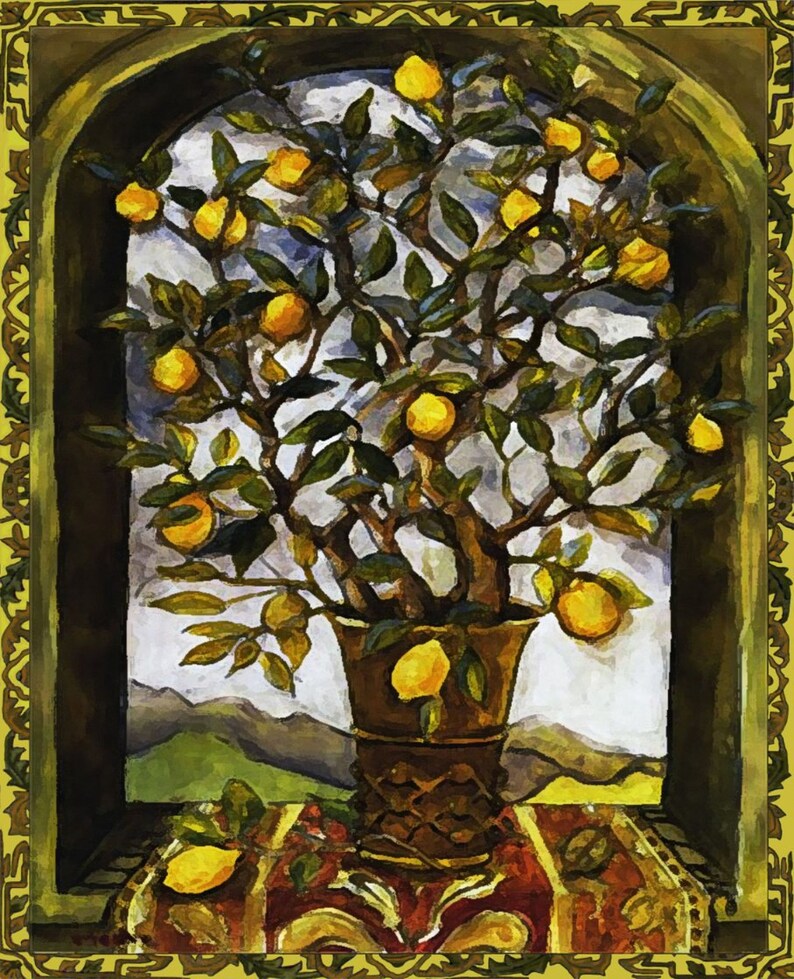 Lemon Tree Art Tile Wall Hanging Etsy