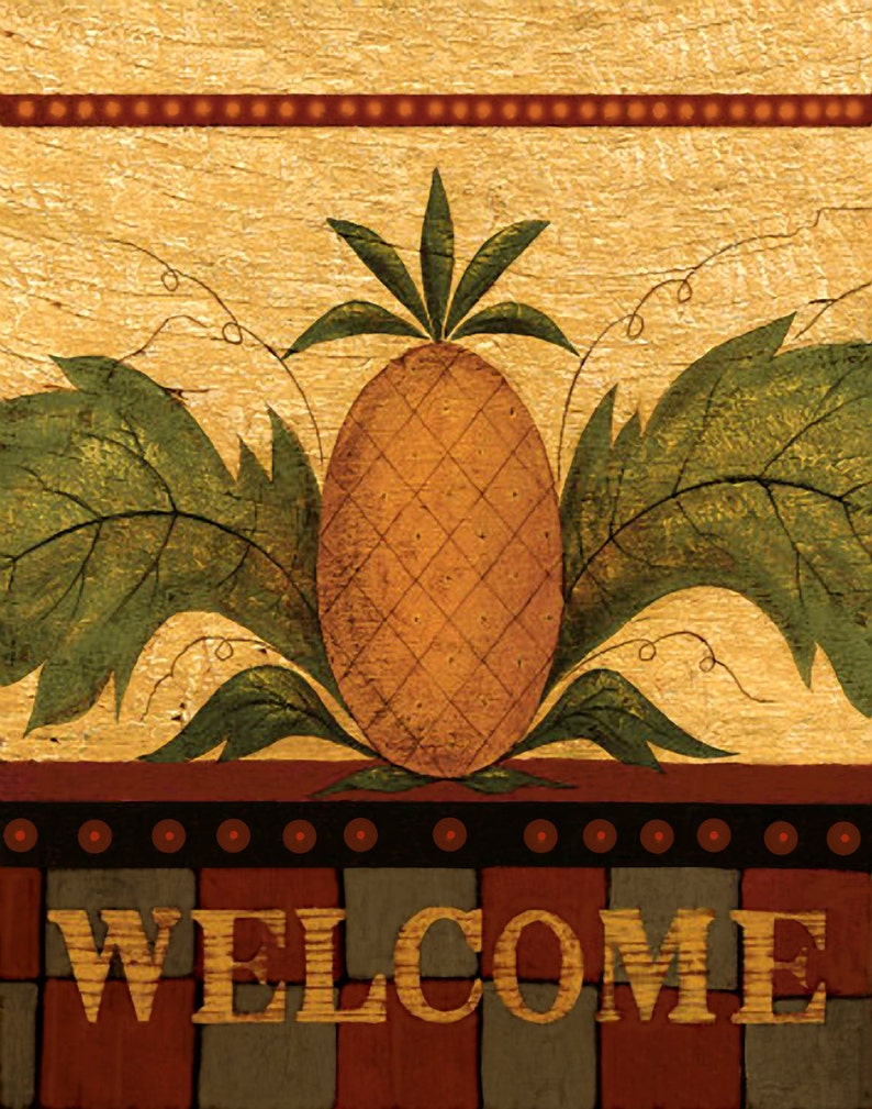 Pineapple Sign Art Tile Wall Hanging Etsy
